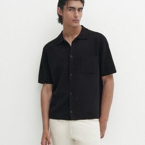 Massimo Dutti Mens Sweater L Large Cardigan Navy blue Short Sleeve 0912/350 NWOT